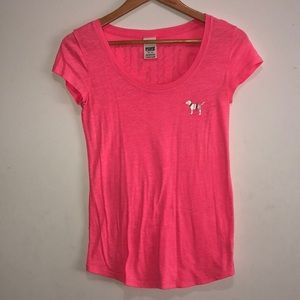 PINK thin pink scoop neck t-shirt size XS